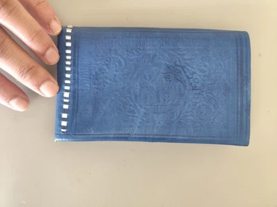 Cartera Cartera Azul HECHA A MANO MARROQUÍ Unisex Cuero GENUINO Nueva Foto 1 de 4