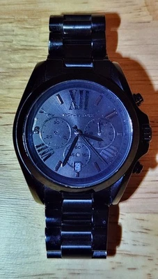 Michael Kors MK5550 Bradshaw Black Stainless Steel Chrono Watch broken hands - Image 1 of 4