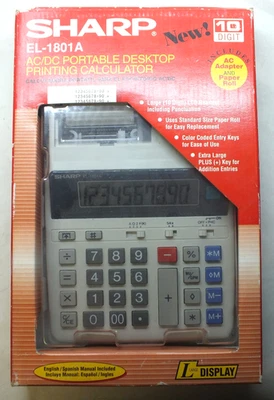 Sharp EL-1801A Electrónico Impresión Calculadora 10 Dígitos Portátil Época - - Imagen 1 de 2