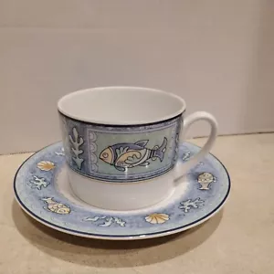 MIKASA- STUDIO NOVA - MYSTIC BAY - NAUTICAL CUPS AND SAUCER SET Y0242 - Picture 1 of 6