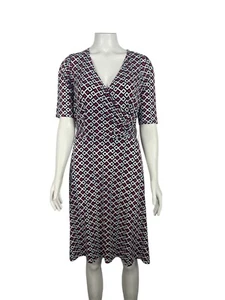 NEW Donna Morgan Lin Faux Wrap Jersey Dress 8 Stitch Fix Tied Waist Geometric - Picture 1 of 7