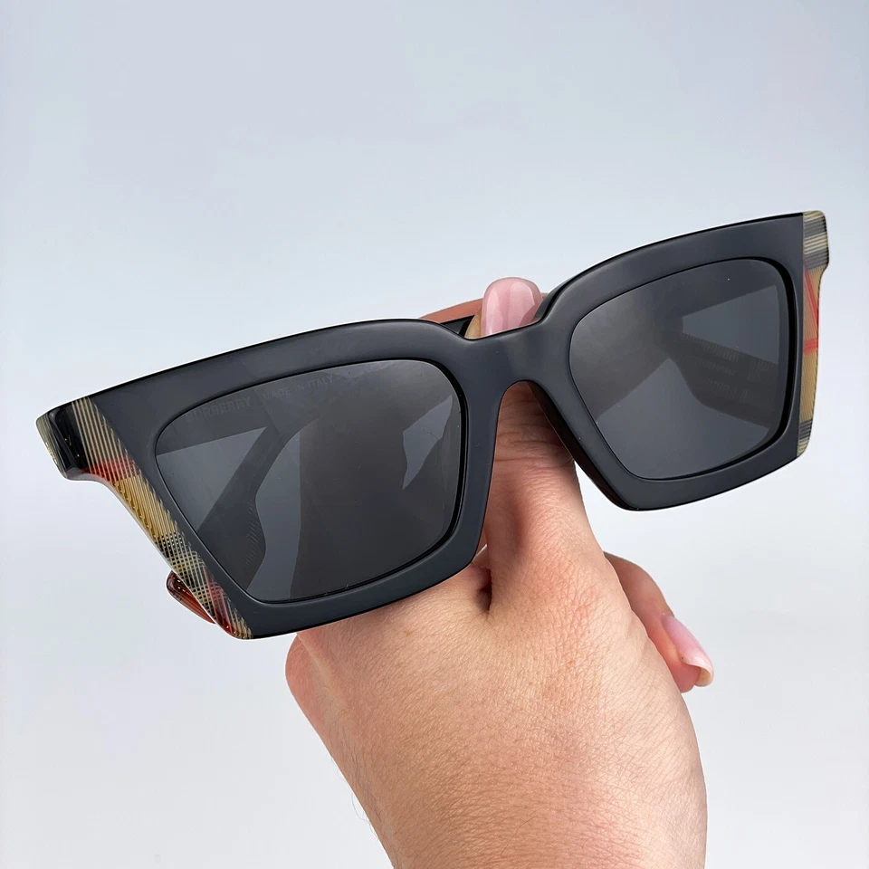 Burberry Women Sunglasses Black Vintage Check Grey Cat Eye BE4392U 405587