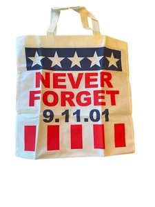 Patriotic Canvas Tote Bag With Never Forget 9.11.01 Design - Tunnel To Towers Fo - Picture 1 of 3