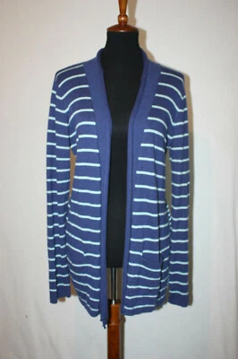 Cárdigan Suéter Victorias Secret Talla M/L Tejido Cortina Abierta Manga Larga Azul Rayas Foto 1 de 4