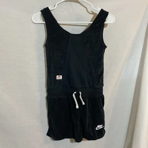Nike Youth Girls Romper Heritage French Terry Cloth Coverup Black Size Small - Picture 1 of 8
