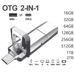 2-in-1 OTG USB 3.0 Type-C High Speed 512GB USB Flash Drive 8/64GB Memory Stick - Afbeelding 1 van 18