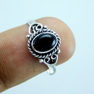 Black Onyx 925 Silver Plated Handmade Ethnic Ring US Size 9.5 R-11200