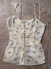 Free People Yellow Floral Cami Tank Top SZ 4 W4