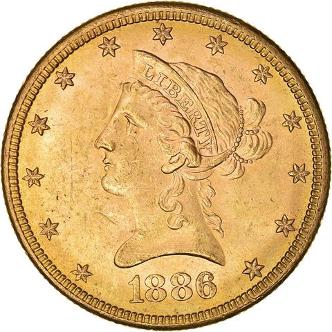 [#188312] Coin, United States, Coronet Head, $10, Eagle, 1886, San Francisco, AU Cover