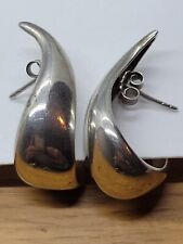 925 Sterling Silver Vintage Funky Curled Drop Earrings 