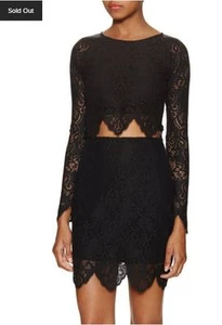 For Love & Lemons Midnight bauchfreies Oberteil (XS) 163 $ neu mit Etikett ausverkauft schwarz Spitze - Bild 1 von 3