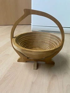 Obstschale aus Holz klappbar Dm 27 cm Höhe 28 cm Behälter Schüssel Deko Camping - Bild 1 von 3