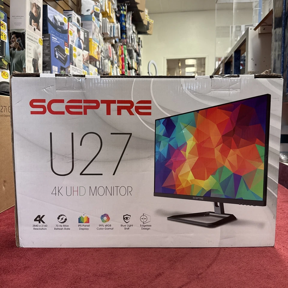 Sceptre 4K IPS 27" 3840 x 2160 UHD Monitor up to 70Hz DisplayPort HDMI 99% sR... - Image 1 of 1