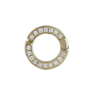 10.5mm Small Diamond Enhancer Clasp 14K Yellow Gold Findings Jewelry Accessories - Picture 1 of 4