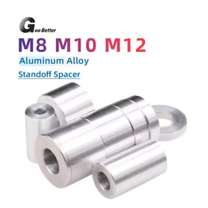 Round Spacer M8 M10 M12 Aluminium Stand Off Spacers Collar Bushes Bonnet Raisers - Picture 1 of 15