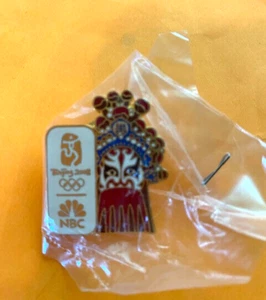 BEIJING OLYMPICS PIN NBC MEDIA PRESS CHINESE MASK NEW - Picture 1 of 1