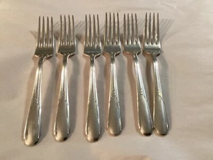 Fairfield Silverpla: SET OF 6 VINTAGE -  TULIP   Dinner FORKS  7 1/8” - Picture 1 of 16
