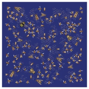 Printed Image Honey Bees Bandanna 22" x 22" Glow In The Dark Nature Facts - Picture 1 of 1