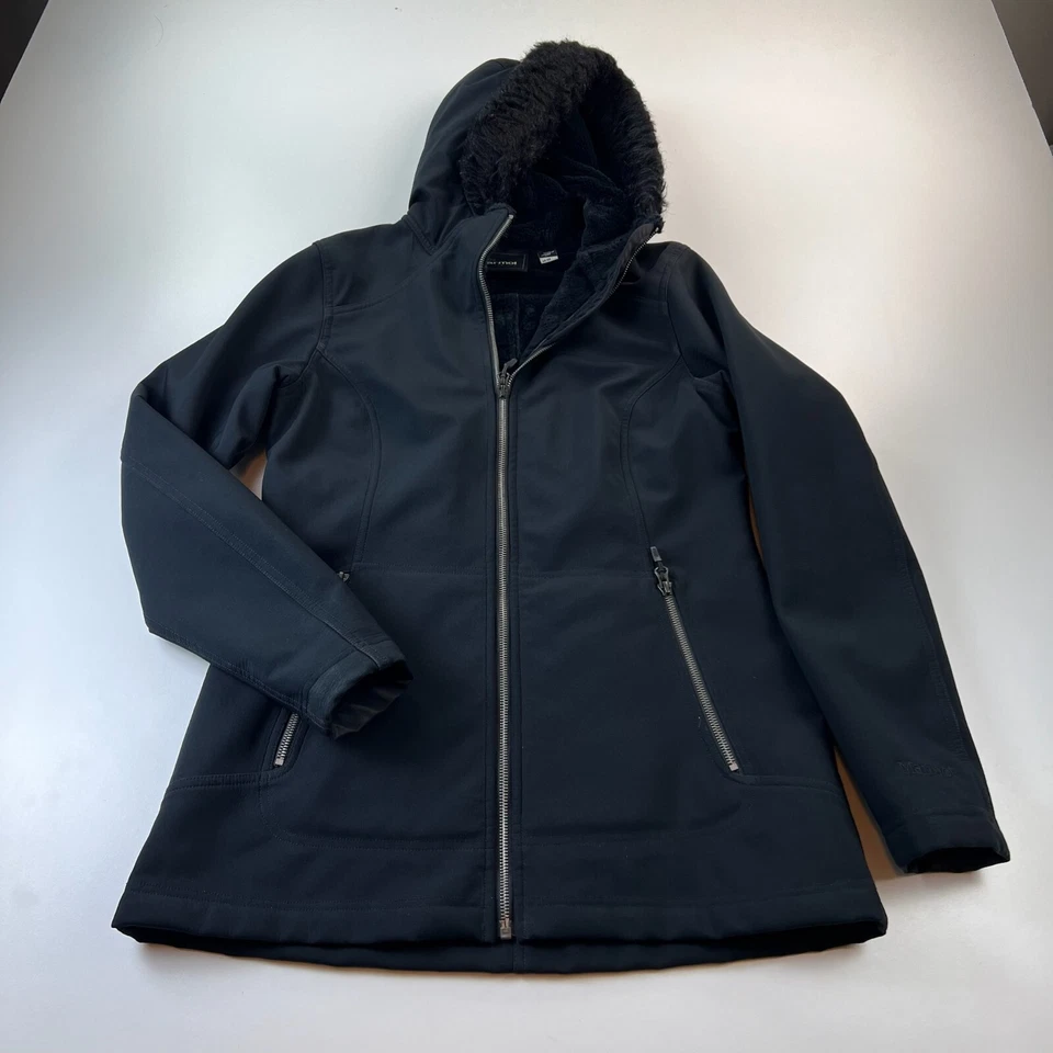 Marmot Ski Jacket Womens Medium Black Faux Fur Lined Hooded Full Zip Outdoors - Image 1 of 4