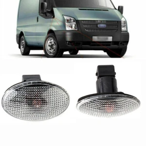 2xAmber indicatore laterale obiettivo luminoso bianco per Ford Transit MK6 MK7 con lampadine - Foto 1 di 6