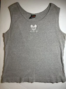 Canotta vintage Disney Topolino Unlimited donna L ricamata a costine grigio bianco - Foto 1 di 11