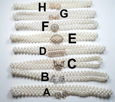 Handmade Weave White Pearl Belt 8 Style For Chose Skinny Bridal Sash Wedding USA - Image 1 of 4