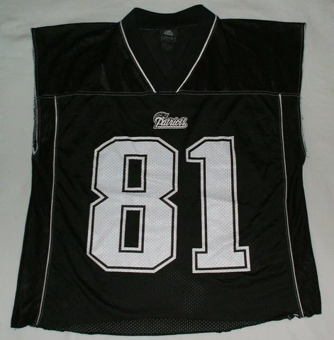 Cut Off Sleeves & Bottom Reebok New England Patriots Moss 81 Black Jersey Size L Cover