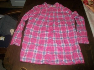 L.L. Bean Pink Plaid Long Sleeved Top Size Girls 14 - Picture 1 of 2