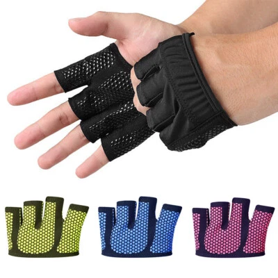 1Pair Non-Slip Silicone Yoga Half-Palm Gloves Outdoor Exercise Weight Lifting - image 1 of 4