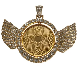 Plain Jewellery Chain Necklace Wings Pendant With Spinner Disc - Picture 1 of 4