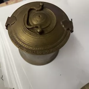 Vintage Messing Behälter Stash Box mit Klappdeckel Gravur Design - Bild 1 von 10