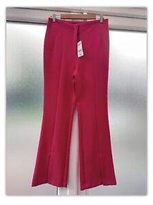 NEW NEXT Tailoring NWT Hot Pink Split Hem Flares Flared Trousers Size 12 Reg