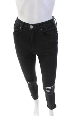 Pantalones de mezclilla McGuire para mujer de algodón con cremallera botón desgastados ajustados negros talla 24 EUR Foto 1 de 4