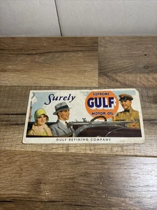 Blotter inchiostro pubblicitario olio motore Supreme Gulf Gasoline Oil Company vintage - Foto 1 di 4