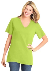 Woman Within Plus Size Petite Perfect Short-Sleeve V-Neck Tee - Picture 1 of 57