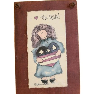 🇺🇲|3 Set| Bundle American Flag Vtg Rustic Art Hanging Patriotic Watercolor 90s - Image 1 of 4