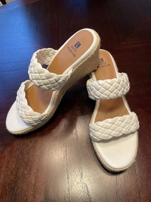White Mountain Yoyo Wedge Sandals 8.5 M White Braided Espadrille  - Image 1 of 4