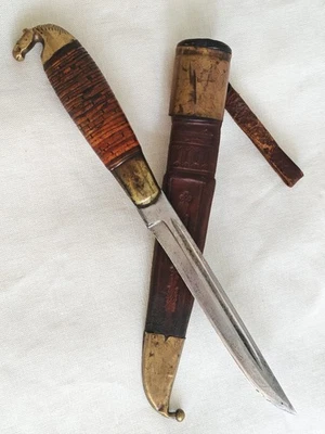 IISAKKI JÄRVENPÄÄ KAUHAVA FINLAND PFERDEKOPFMESSER PUUKKO ANTIK C-STAHL - Bild 1 von 4