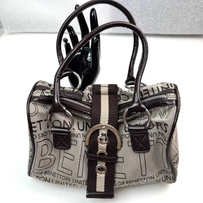 Bolso de Lona Benetton Linea OY9 Marrón Asa Superior Años 90 Y2K United Colors De Colección Foto 1 de 4