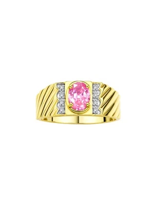 Anillo Rylos Chapado en Oro Plata Rosa Hielo y Diamantes Diseñador Piedra Natal Talla 8-13 Foto 1 de 4