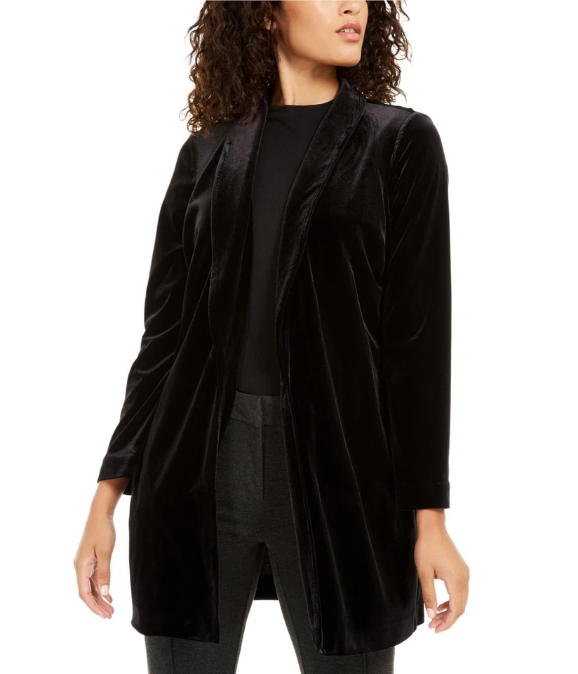 Chaqueta blazer de terciopelo para mujer Alfani, negra, X-grande Foto 1 de 1