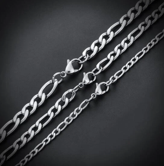 10 piezas a granel 4,5 mm encantador collar de cadena figaro de acero inoxidable 1:3 NK para hombre Foto 1 de 1