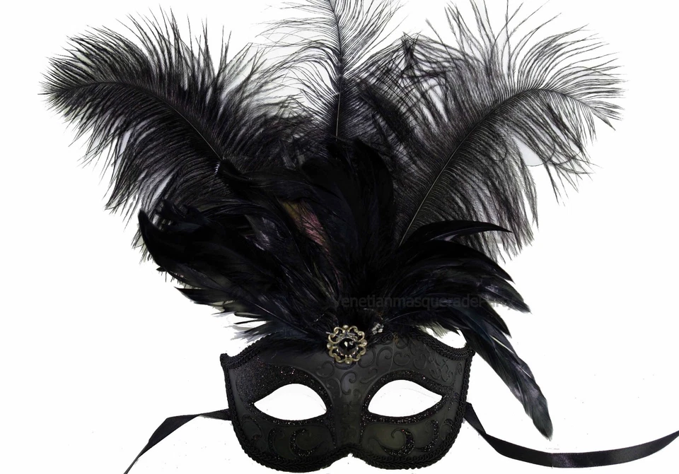 Cincuenta sombras de Grey Mascarada Ball Eye Mask Negro plata oro pluma de avestruz Foto 1 de 1