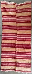 Circa 1880's - 1890's Rio Grande Multicolor Striped Blanket 77" x 34 1/2" - Picture 1 of 7