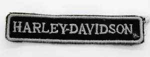 Authentic Vtg PATCH Harley Davidson Black White Lettered Bordered Emblem WORN - Picture 1 of 5