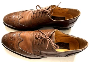 Zapatos para hombre MERCANTI FLORENTI hechos en Italia puntas de ala de cuero marrón talla 11,5 M - Imagen 1 de 11