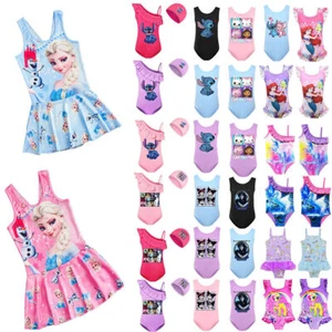 Kids Girl Cartoon Elsa Stitch Kuromi Print Beachwear Swimsuit Swimwear Monokini⊰ - Picture 1 of 61