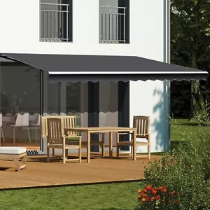 Motorised Outdoor Folding Arm Awning Retractable Sunshade Canopy Grey 5.0mx2.5m - Picture 1 of 7