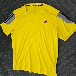 Adidas Shirt Men's Extra Large Yellow climalite Short Sleeve Active Running - Picture 1 of 10