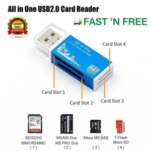 All In One Aluminium Multi Card Reader SDHC SDXC Micro SD Memory Stick 2.0 Flash - Picture 1 of 12